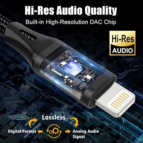 AGVEE 6.6ft MFi Certified Lightning to RCA Cable Audio Y Cord Adapter Converter for iPhone 14 13 12 11 XS XR X 8 7 iPad iPod to Car, Home Stereo Speaker Headphone, Amplifiers, HDTV, Black - Thumbnail 2