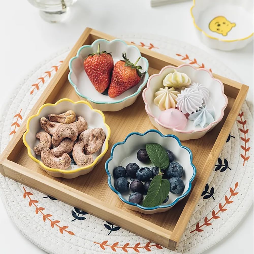Kolorful Ceramic Sauce Dish Dipping Bowls Appetizer Plates Side Dishes Japanese Style Dinnerware Set Seasoning Dishes,Mini Dip Bowls for Serving Chutney,Pickle,Sauce (Multi-Colour-L) Set of 12 2