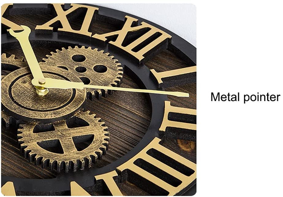 Reloj de pared Reloj de pared retro, reloj de pared de estilo industrial silencioso Gear para tienda, sala de estar, dormitorio, oficina, decoraciones hermosas y elegantes para el hogar Silencio