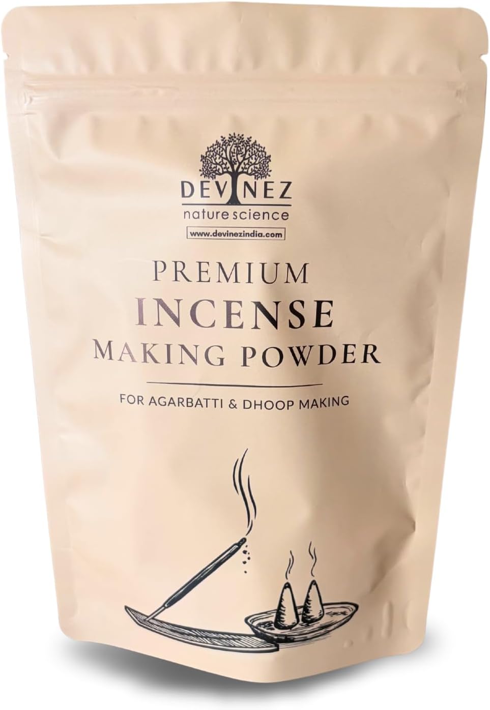 Devinez Natural Jigat Powder (Litsea glutinosa) - 200 gms (7.05oz) | A-Grade Binder for DIY Incense Sticks, Cones, Doop & Sambrani Making