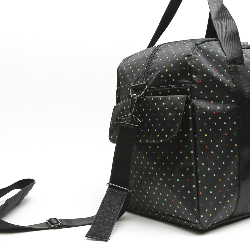 MISAKO Estri Bolsa Fin de Semana Estampado de estrellitas con Bandolera extraíble ED. Mujer - Estri Negro 33 X 45 X 22 cm