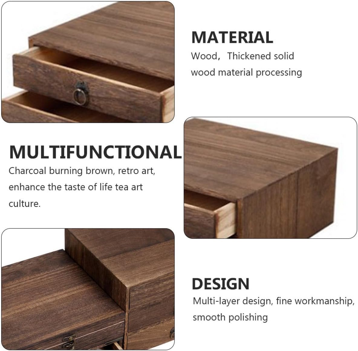 Wooden Tea Cake Drawer Box with Two Layers Multi-compartment Pu'er Tea Storage Chest