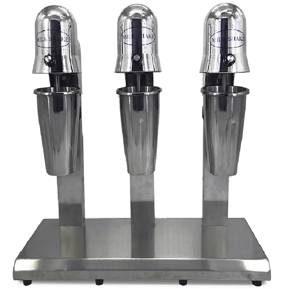 3 Head Milkshake Maker, 18000RPM Electric Milkshake Mixer, Commercial Milk Shake Blender Machine with 3x800ml Cup, Beverage Frother Mixer for Tea Milk Juice Portein Shakes