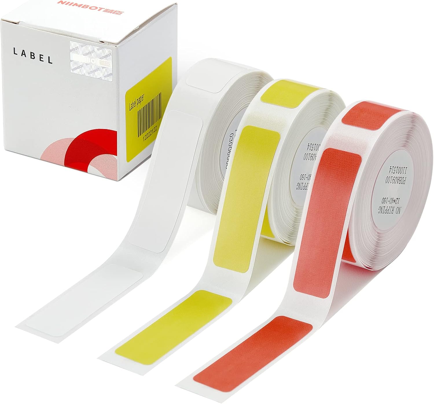 Mini Label Paper Compatible for NIIMBOT D11 D110 D101 Printer, Waterproof Anti-Oil Scratch-Resistant Thermal Self-Adhesive Sticker 14x25mm(240Pcs/Roll) (White-Red-Yellow)