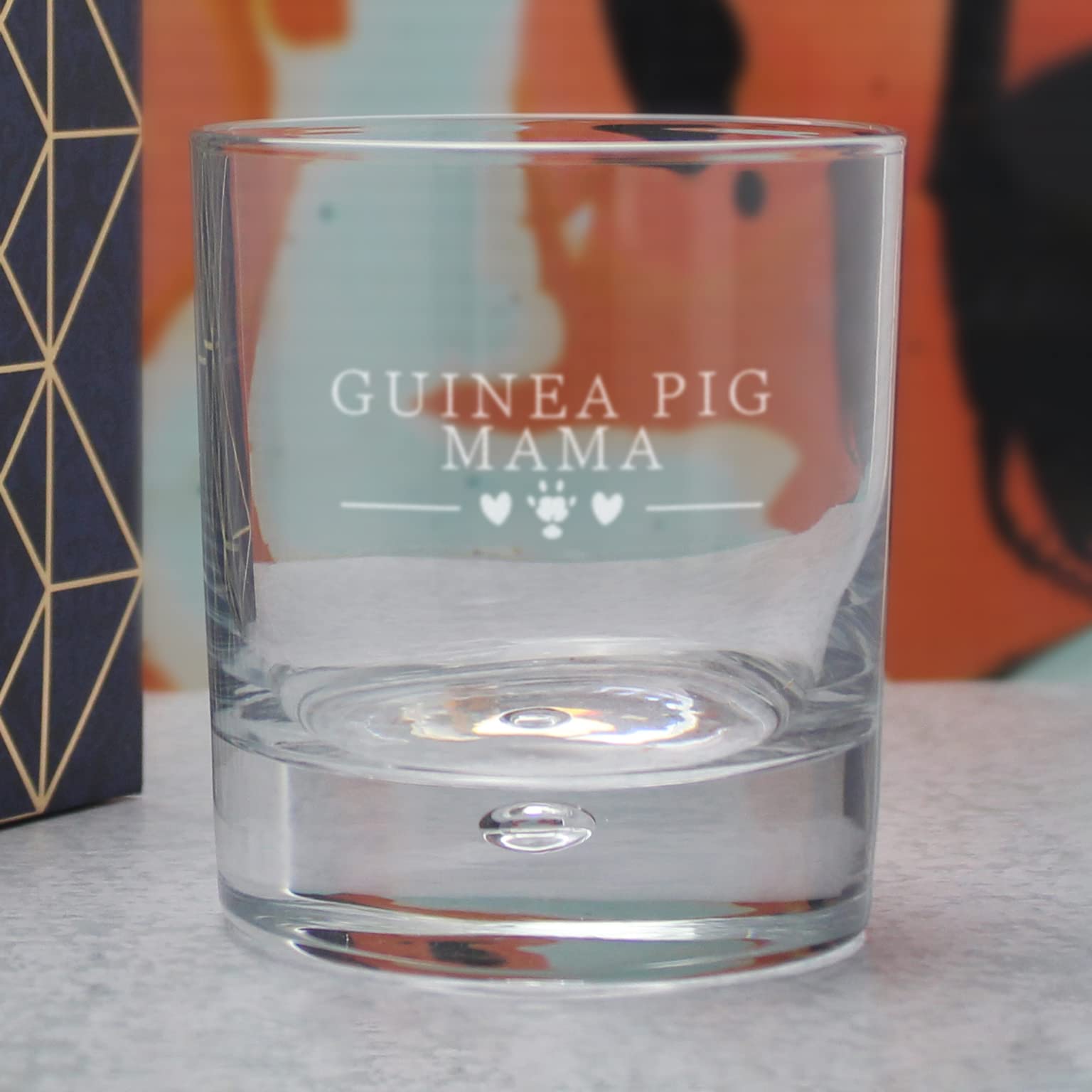 Vaso de whisky grabado personalizado con diseño de conejillo de indias, añade un mensaje personalizado al reverso, grabado con láser, caja de regalo incluida, regalo para mamá, regalo de cumpleaños