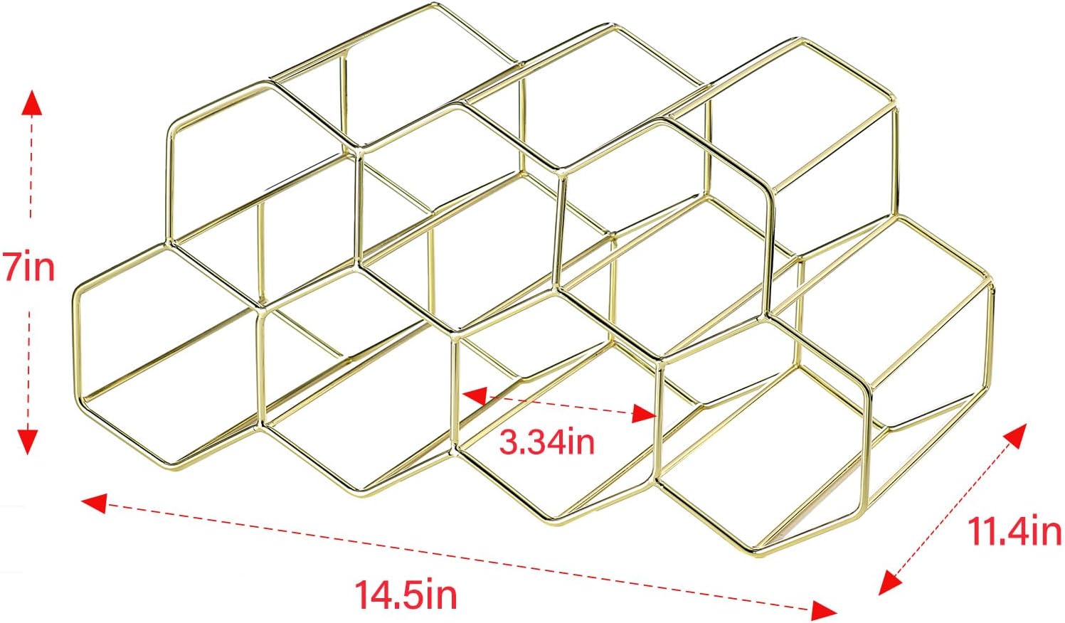 Countertop Wine Rack - 9 Bottle Freestanding Modern Gold Metal Small - 2 Tier Tabletop Wine Holder Stand for Cabinet, Pantry - Wine Racks Countertop - No Assembly Required