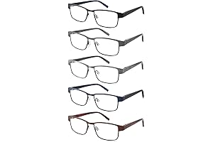 5 Pack Reading Glasses for Men: Blue Light Filtering Full Frame Readers