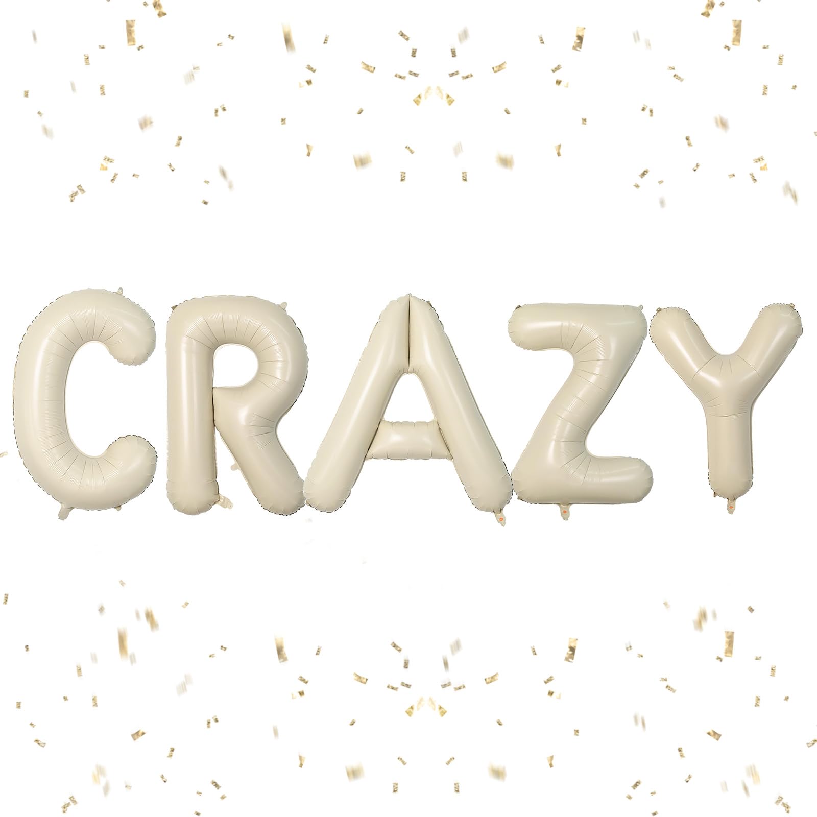 Letter CRAZY Balloon Beige,40 Inch Large Cream Foil A-Z Alphabet Name Balloons,Nude Word CRAZY Letter Helium Balloons