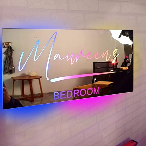 Luz de espejo con nombre personalizado para dormitorio, luz LED para pared, espejo personalizado, letrero de neón, letrero de nombre personalizado