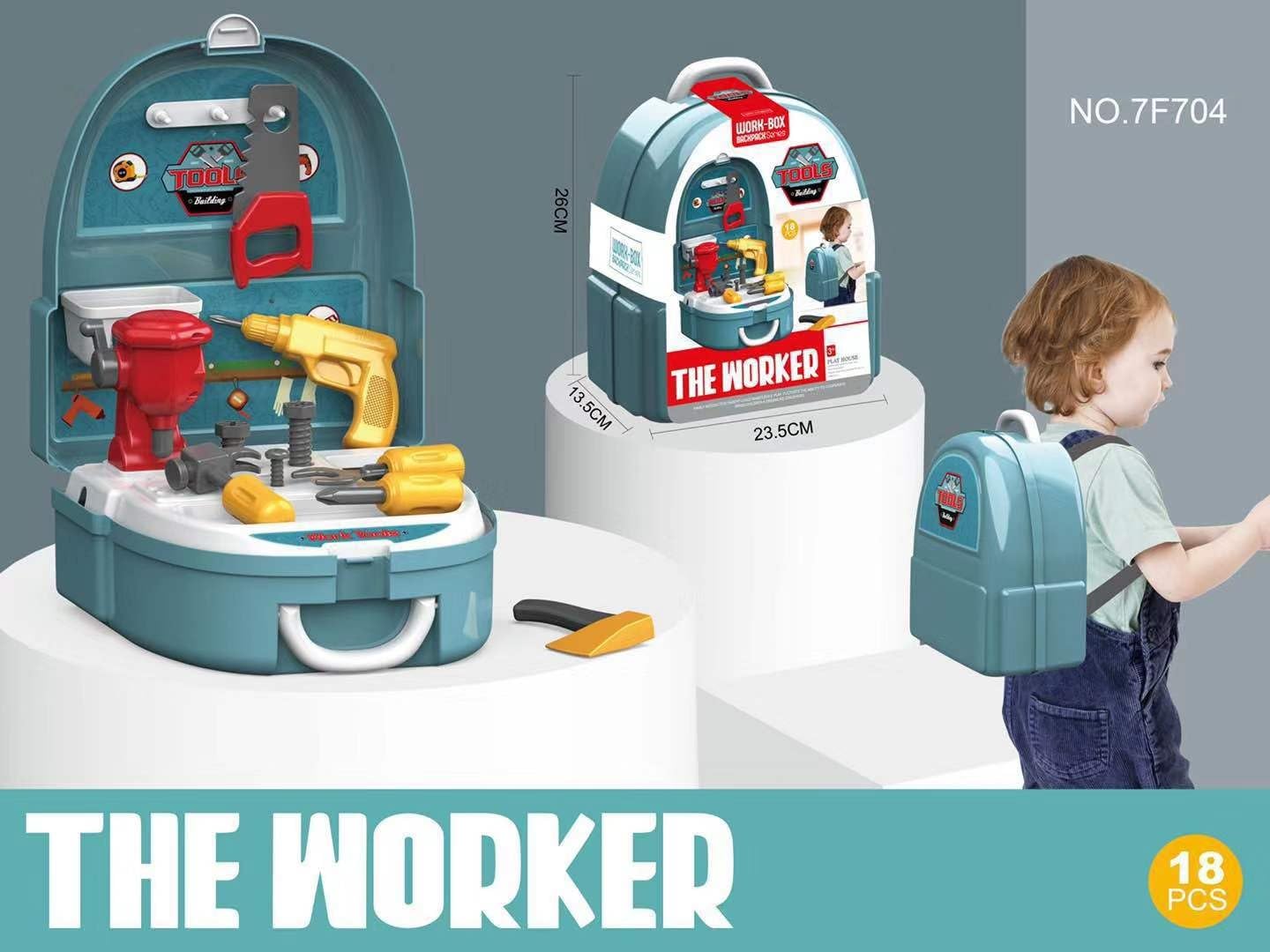 THE FINEST Kids Pretend Play Tools Box Set, Construction Toys, Little Handyman Boy & Girl, Backpack, Parent Child Playtime, DIY Role Play Playset for Children