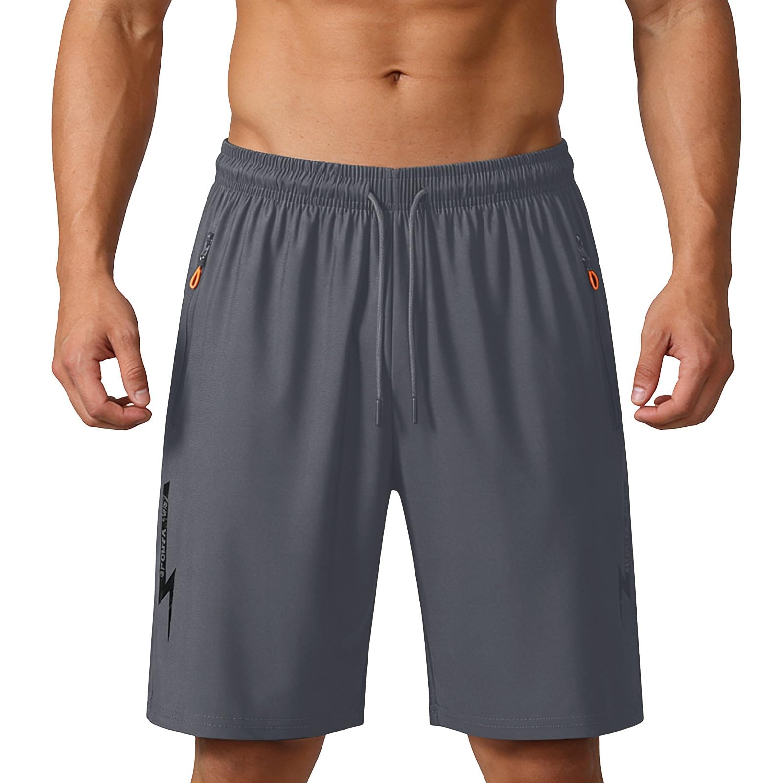 Men Running Athletic Shorts Quick Dry Workout Gym Basketball with Zipper Pockets Lightweight Sport Shorts
