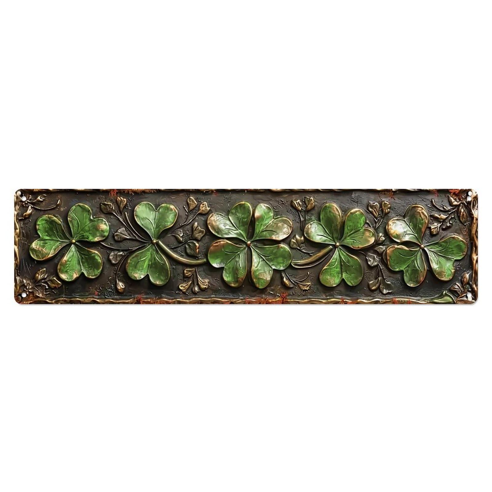 Green Clover Leaf Pattern Design Metal Tin Sign Plaque