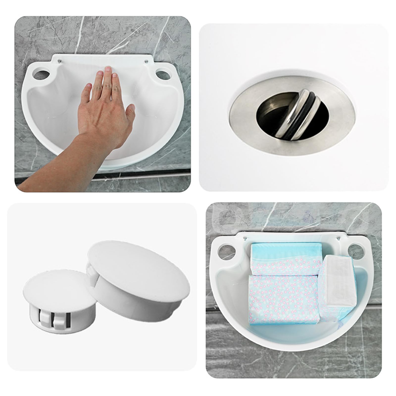 Lavabo Salle de Bain,plastiques Lavabo Suspendu,Lave Main,Blanc,aucun perçage n'est nécessaire,29.5x21x10.5cm(WxDxH),Idéal pour Maison Restaurant et Hôtel (C)