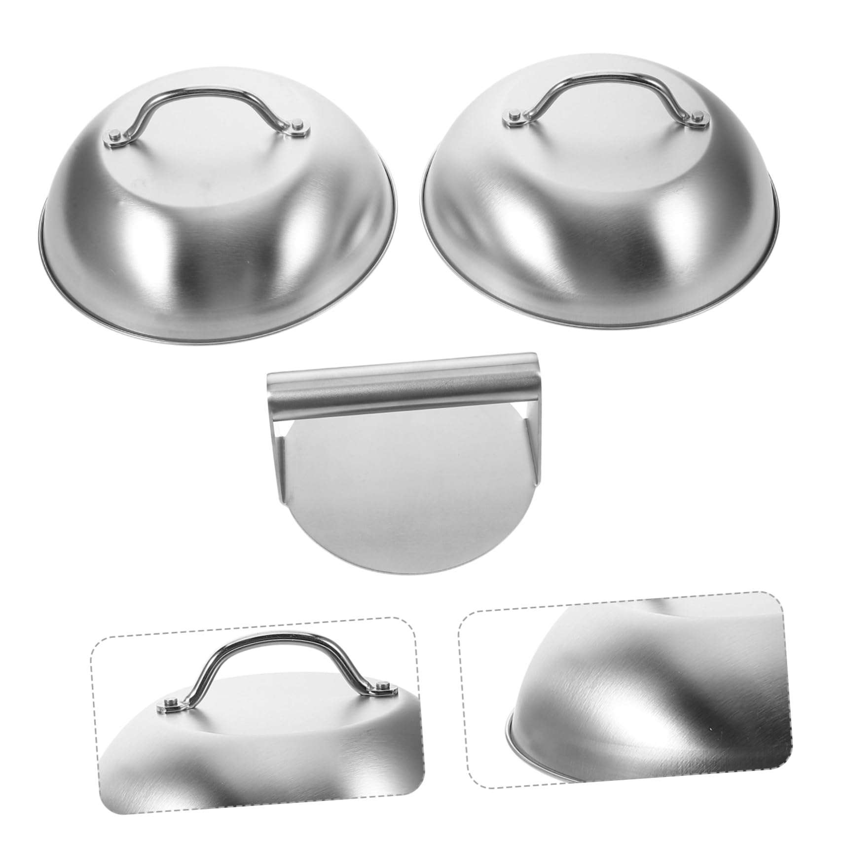 POPETPOP Presse à Griller en Acier Inoxydable Ronde pour Gril Plat avec Cloche à Fromage, Accessoires Polyvalents pour Barbecue Extérieur et Cuisson Facile
