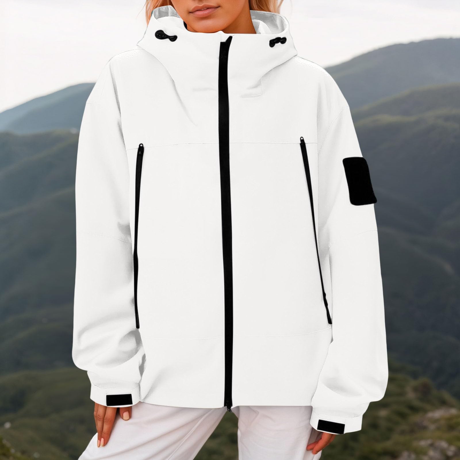 Chaqueta ligera cortavientos para senderismo al aire libre, para otoño, informal, con capucha, impermeable de viaje cómodo, mujer, outdoor