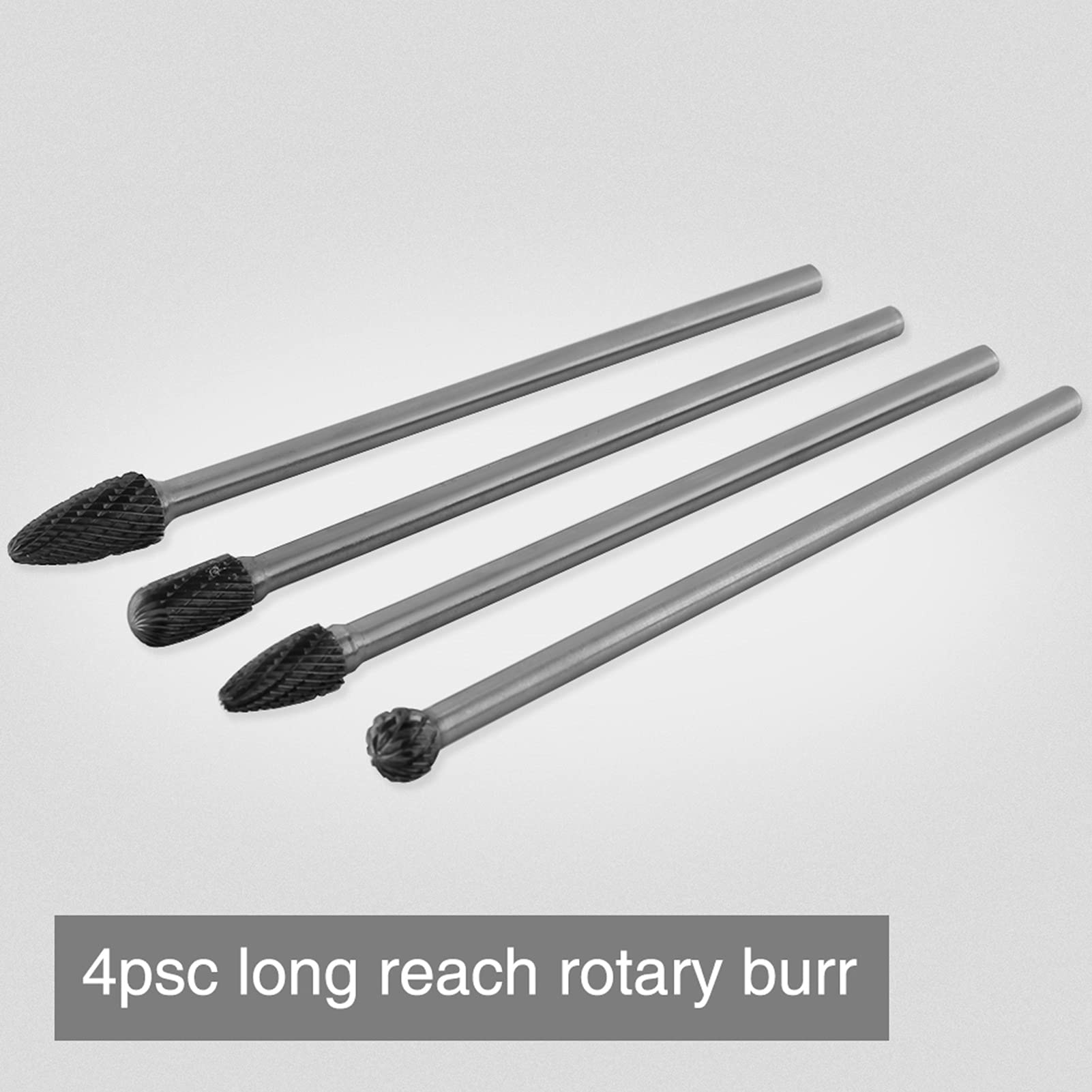 4pcs 6mm Shank Carburo Cementato Rotary Burr Lungo 6mm Rotary Lime Doppio Taglio Burr Set Strumento di Lavorazione Dei Metalli
