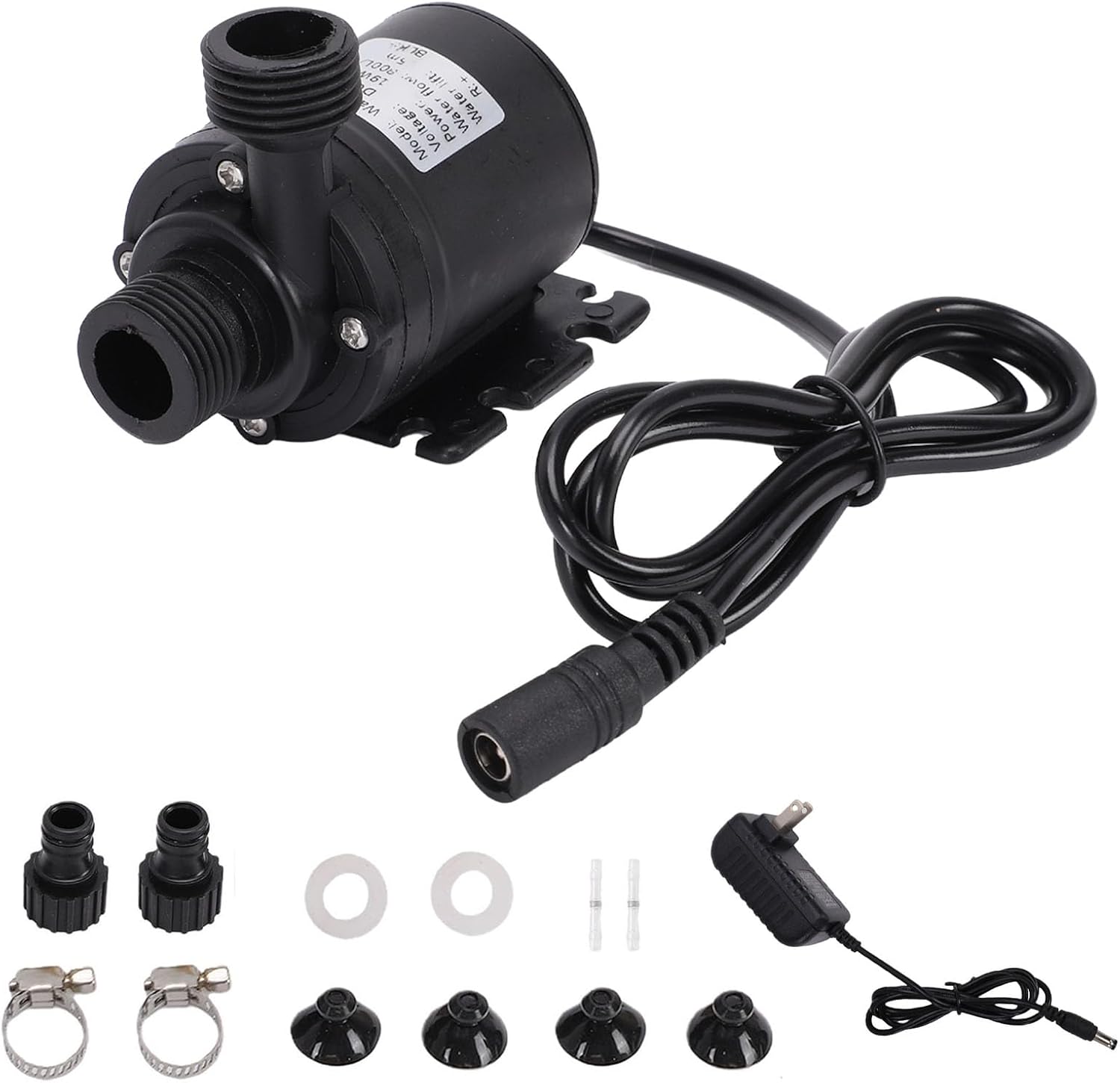 Hilitand Submersible Pump 19W 5M Head, Low Noise Brushless Motor Water Circulating Pump with G1/2 Inch Thread 12VDC for Fountain Aquarium Solar System (US Plug)