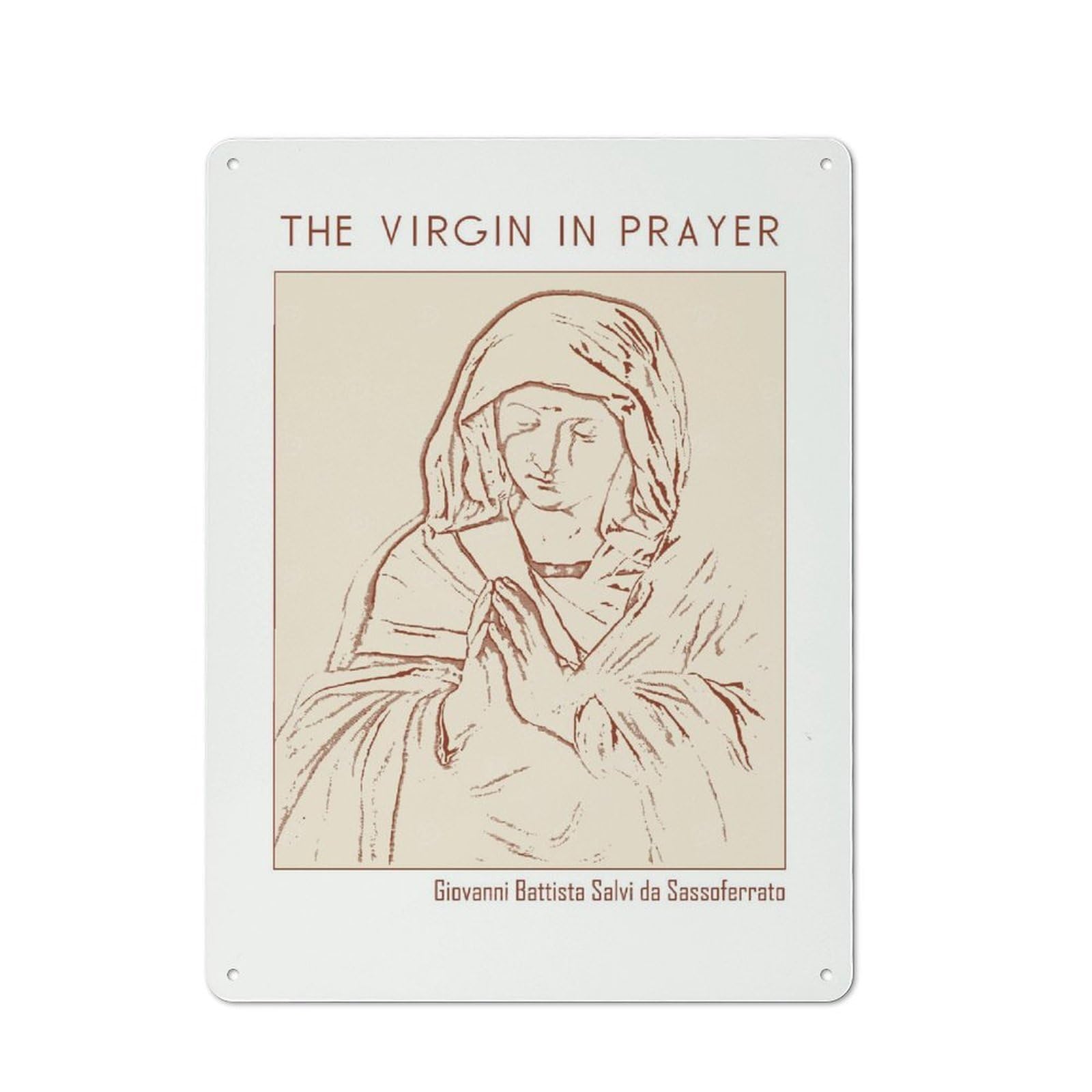 Junmoney The Virgin In Prayer Decorative Tin Sign With Design 40X30cm, Nostalgic Old Style Wall Plaque For Living Room, Hallway, Kitchen Or Cafe
