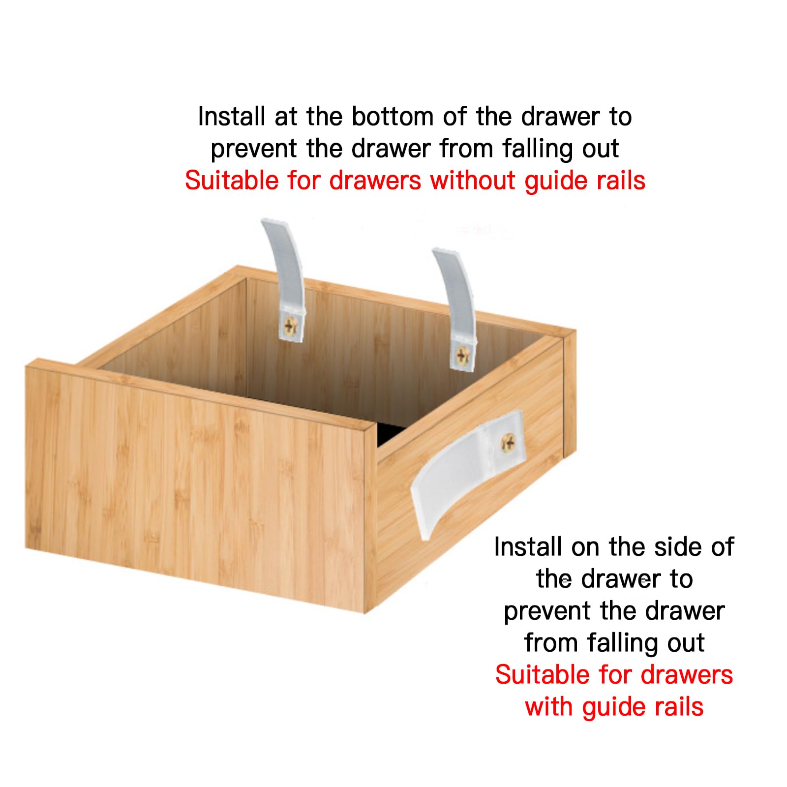 Joyangy 20Pcs Non-Slip Drawer Stops, Clear PVC Plastic Drawer Stoppers with  Stainless Steel Screws, Furniture Repair Tool for Dresser Chest Bottom,  1.96 x 0.63 x 0.08 Inch - Amazon.com