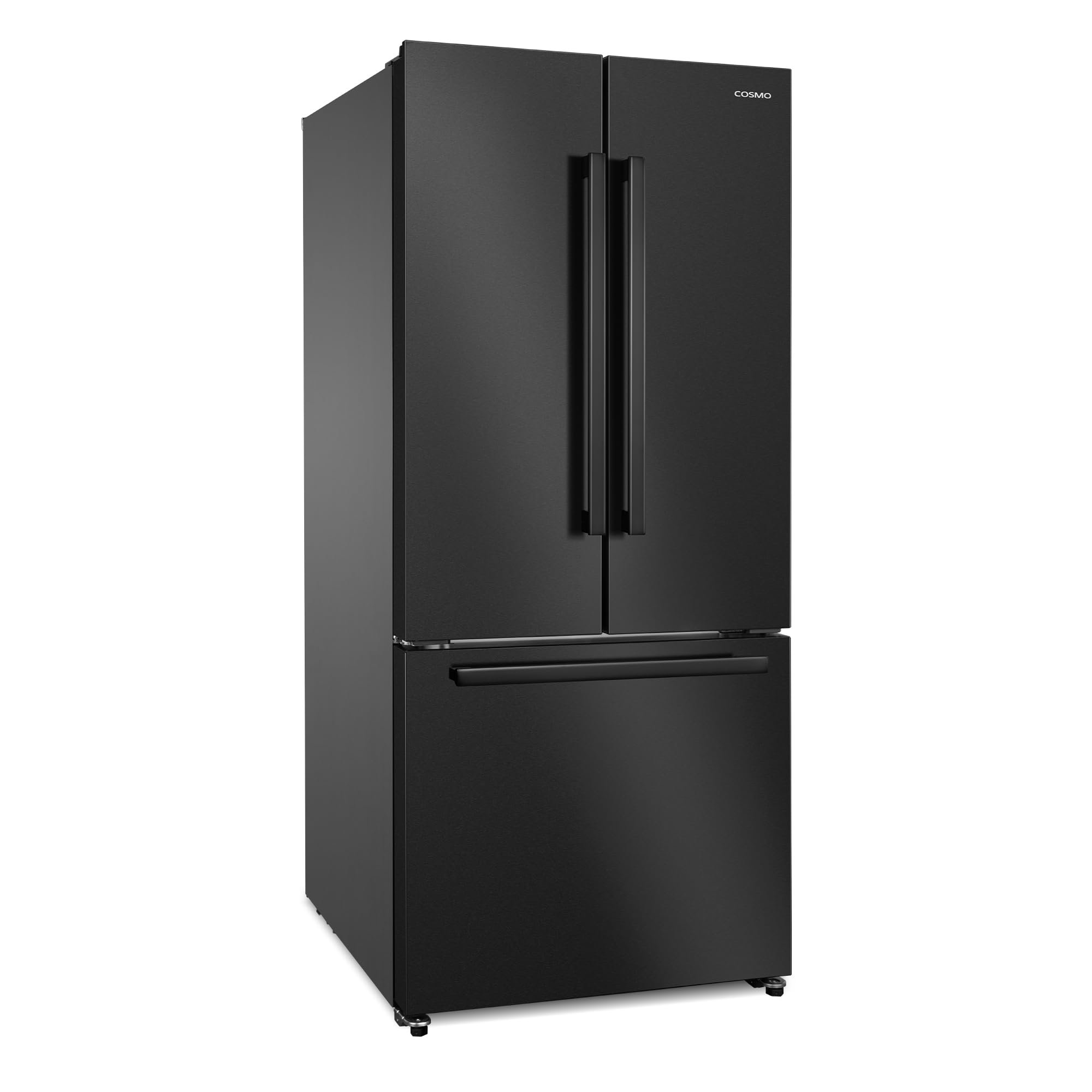 COSMO COS-RFFV183GHBK 30 in. Vista Collection 17.5 cu. ft. Counter Depth 3-Door French Door Refrigerator, Freezer Drawer, Handles, Matte Black on Fridge.com