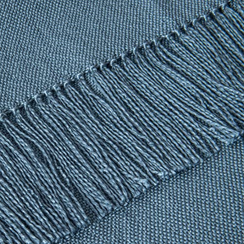 Cozecube Blue Throw Blanket For Bed,Decorative Boho Throw Blanket With Fringe Tassel, Spring Summer Throw Blanket For Bedroom Outdoor,Gift Dusty Blue,60"X80" Oeko-Tex Certified #TOP6