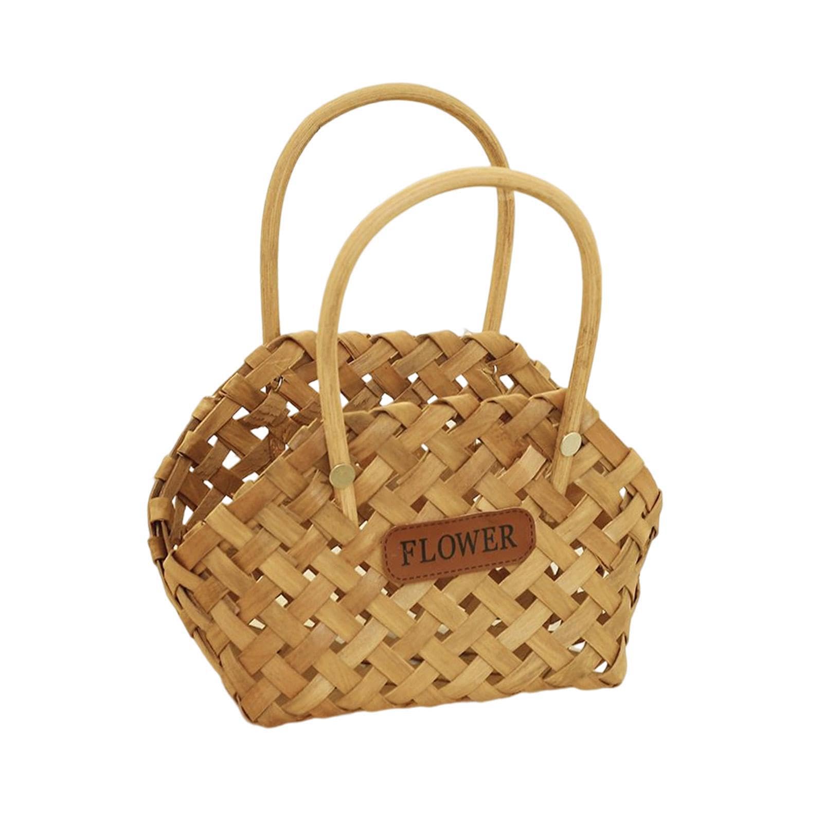 Alcxazs Brown Wooden Basket For Flowers And Fruits Natural And Elegant Home,