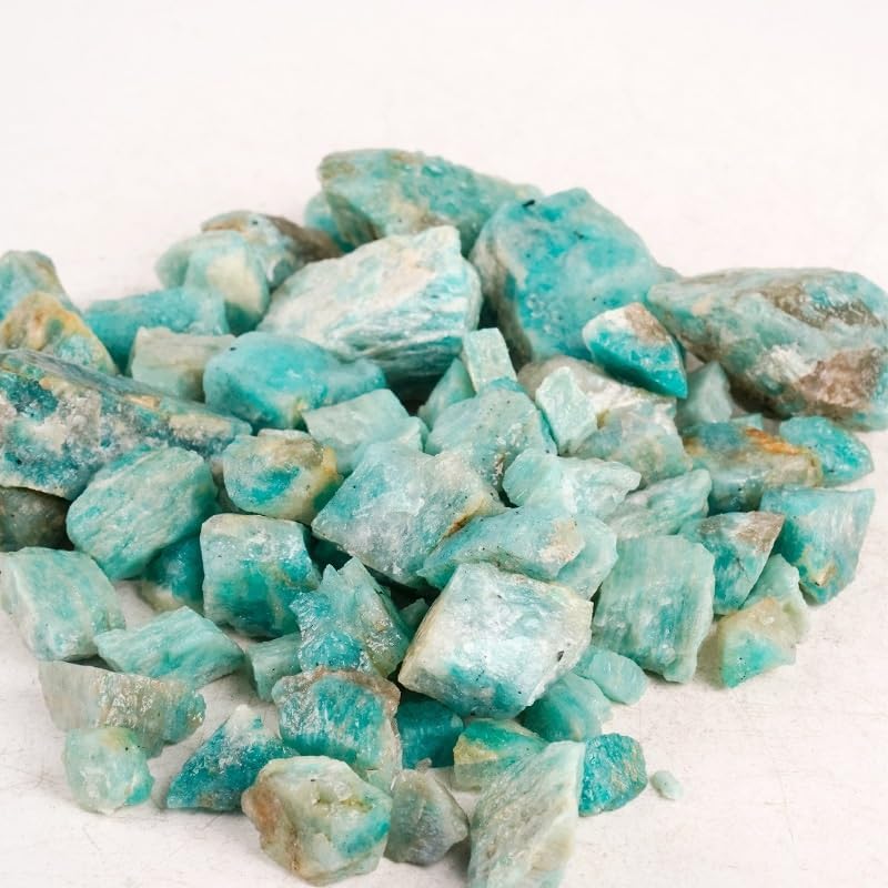 WHZHDMA Bulk Natural Crystal Rough Stone Natural Amazonite Ore Crystal Rough Stone Ornaments Ore Specimen Rough Material Demagnetizing Stone Crushed Stone Rocks Stones and Crystals