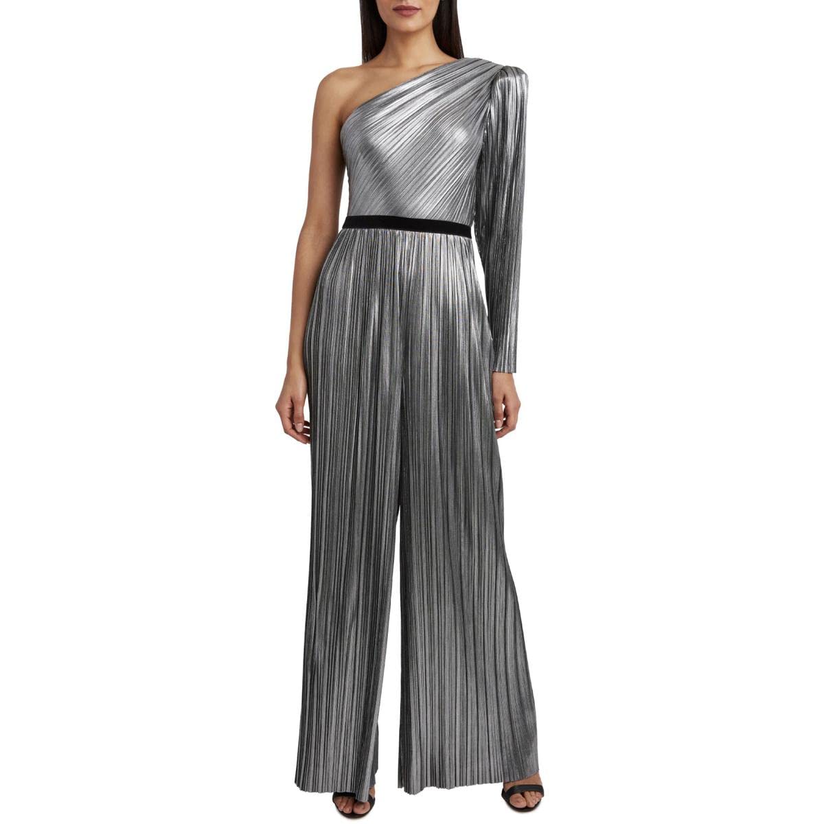 Mono metálico de una manga BCBGMAXAZRIA para mujer elegante 3