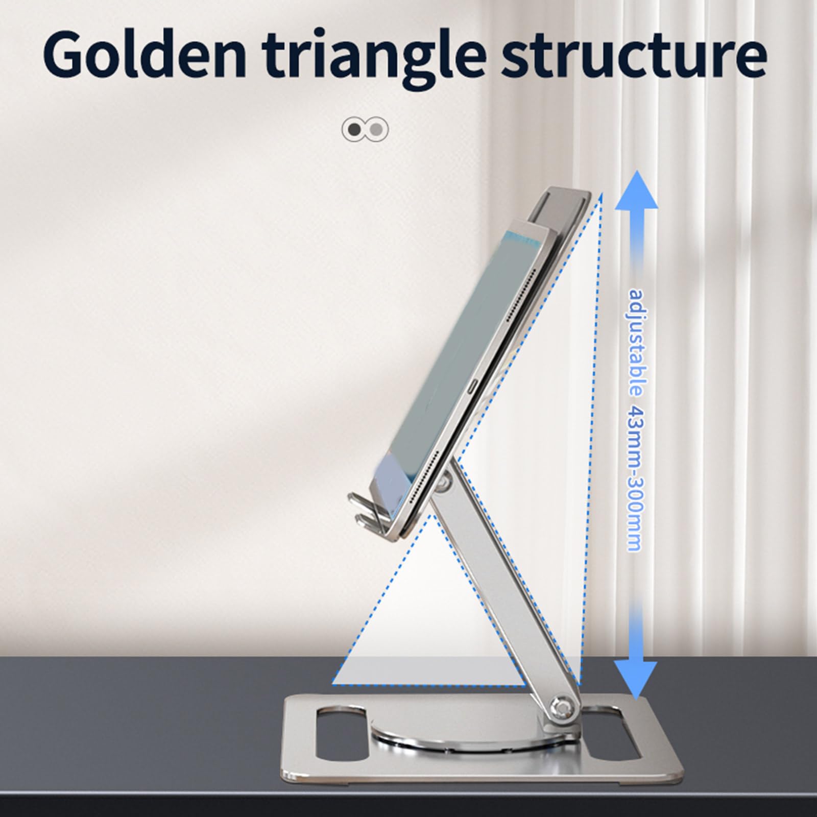 Soporte plegable de aleación de aluminio para computadora portátil, giratorio de 360 grados, tablero de dibujo, soporte de refrigeración, soporte para cuaderno, altura ajustable, giratorio, aluminio