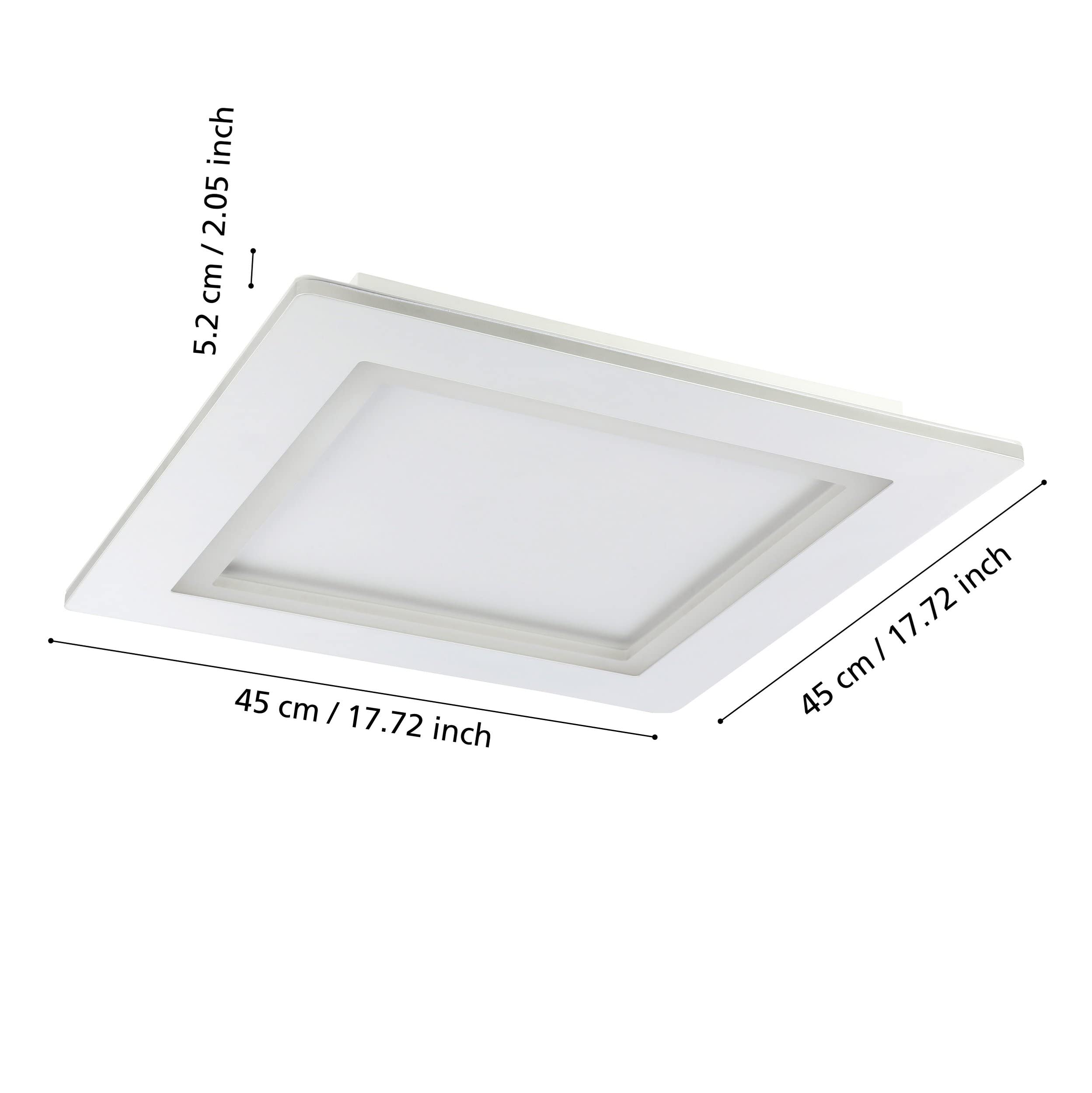 EGLO connect.z Smart Home plafoniera LED Padrogiano-Z, ZigBee, app | e controllo vocale Alexa, colore della luce regolabile (bianco caldo – freddo), RGB, plafoniera in metallo bianco, 45x45 cm