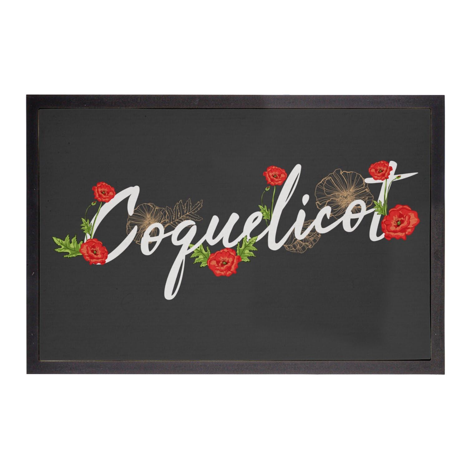 Paillasson noir extérieur coquelicot tapis de sol entrée jardin 60x40