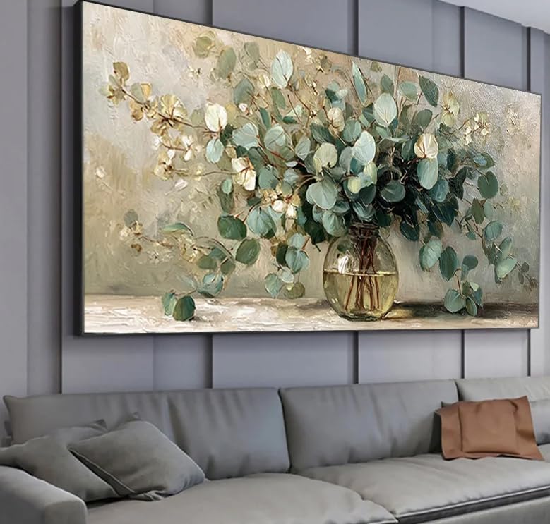 JSYWSM Jarrón de cristal con ramas, póster abstracto sobre lienzo, lámina botánica moderna de gran tamaño para decoración de pared del salón (80x160cm/sin marco)
