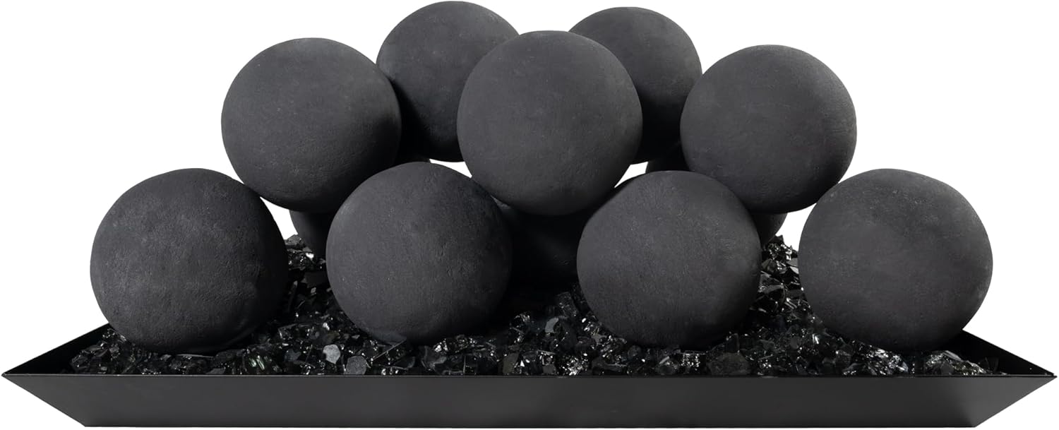 Starfire Designs Ceramic Fire Balls | Use in Fireplace or Fire Pit | Outdoor & Indoor Fire Balls for Natural Gas or Propane Fires | Decorative Landscaping | Pack of 12 | Dark Gray