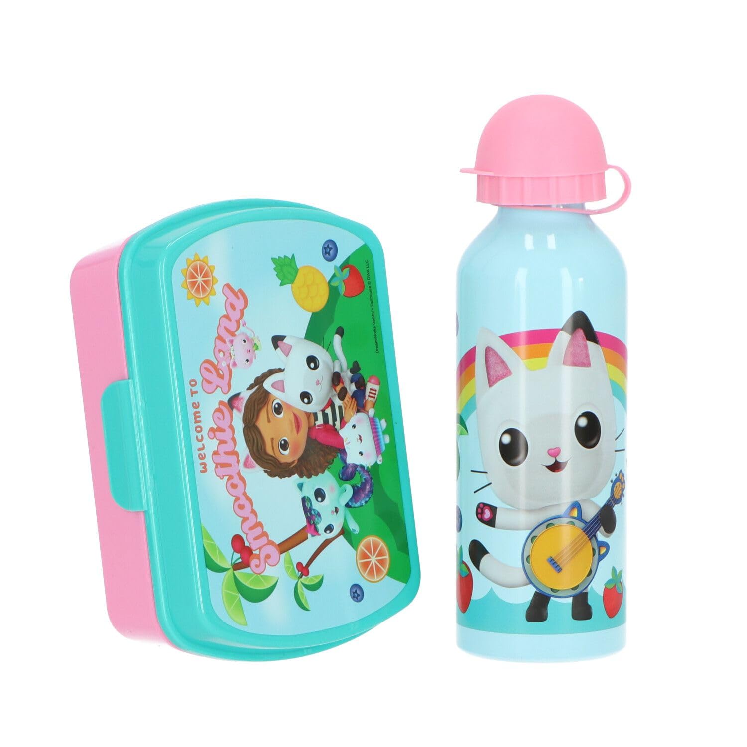 Pre School 2 Piece Lunch Box + Aluminium Canteen 500Ml Gabbys Dollhouse Gd00079