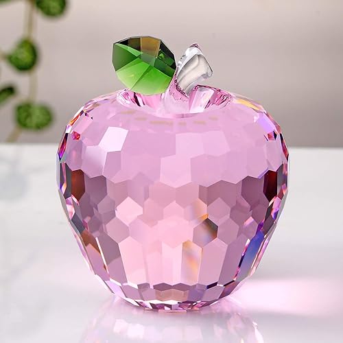 Miniatura 3 de DOJOZ Pisapapeles de cristal de manzana, regalos de cumpleaños, decoraciones artesanales para el hogar, adornos coleccionables (morado)