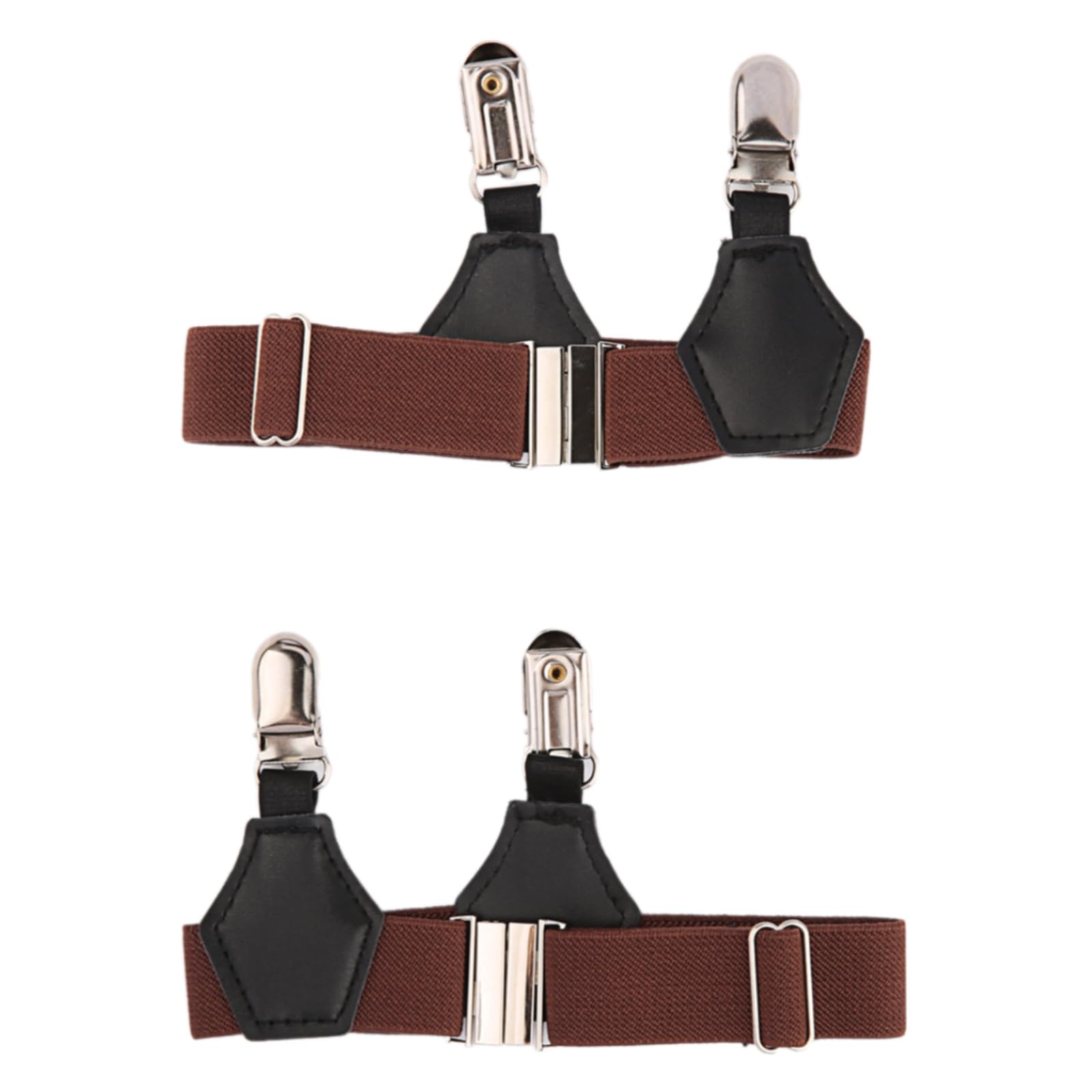 Murye Unisex Coffee Double Duck 2Pcs Adjustable Men's Sock Stays Elastic Garters Belt With Reinforced Metal Clips Suspenders For Stockings Elastic Socks Holder Garters