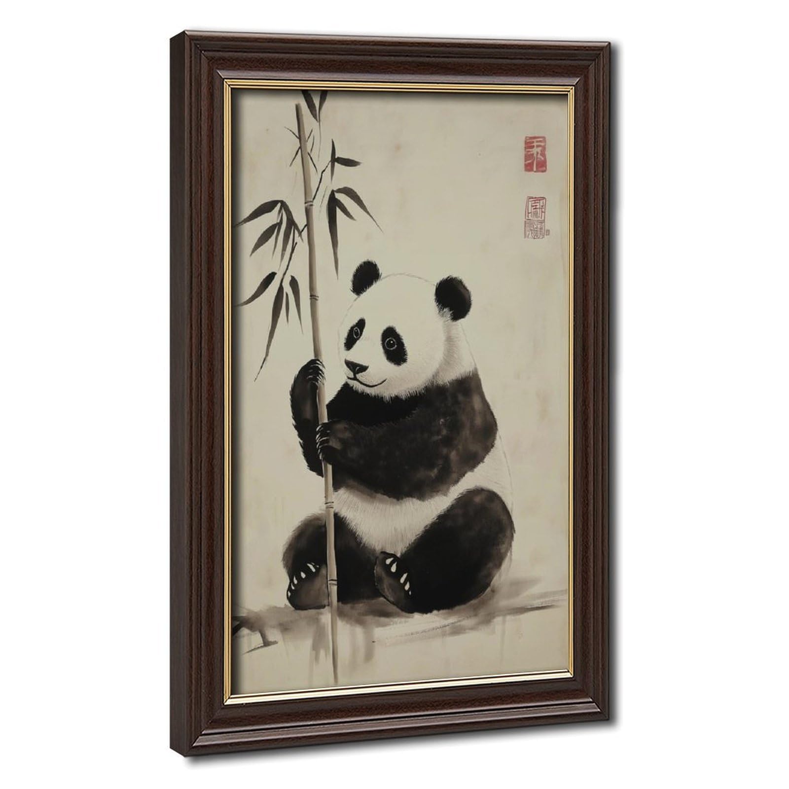 Bareronor Japanese Panda Poster Canvas Poster Bedroom Decor Landscape Office Room Decor Gift 12" L X 18" W