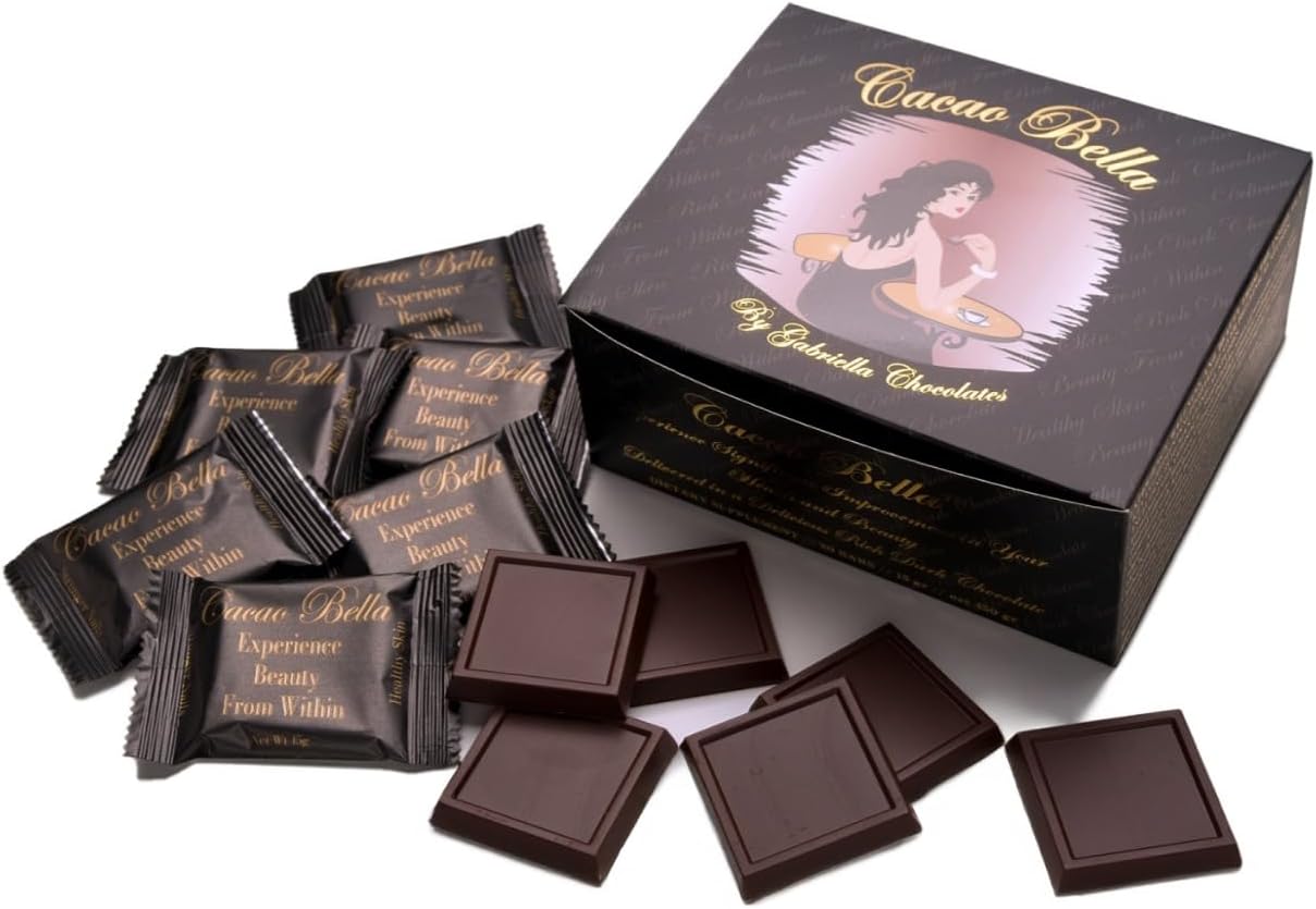 Cacao Bella®️ Clinically Proven Collagen Supplement Dark Chocolate Bars, 2,500 mg VERISOL® Bioactive Peptides, 4 mg AstaReal® Astaxanthin & Cocoa Flavanols, Supports Skin Elasticity, Hair & Nails