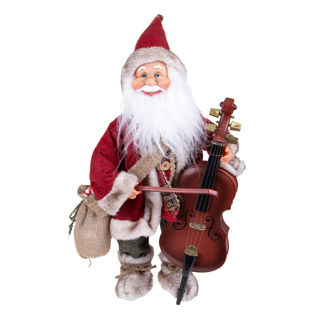 Magie di Natale Babbo Natale che si muove movimento con musica, barba folta e bianca, vestito e cappello (Contrabbasso, 46 cm)