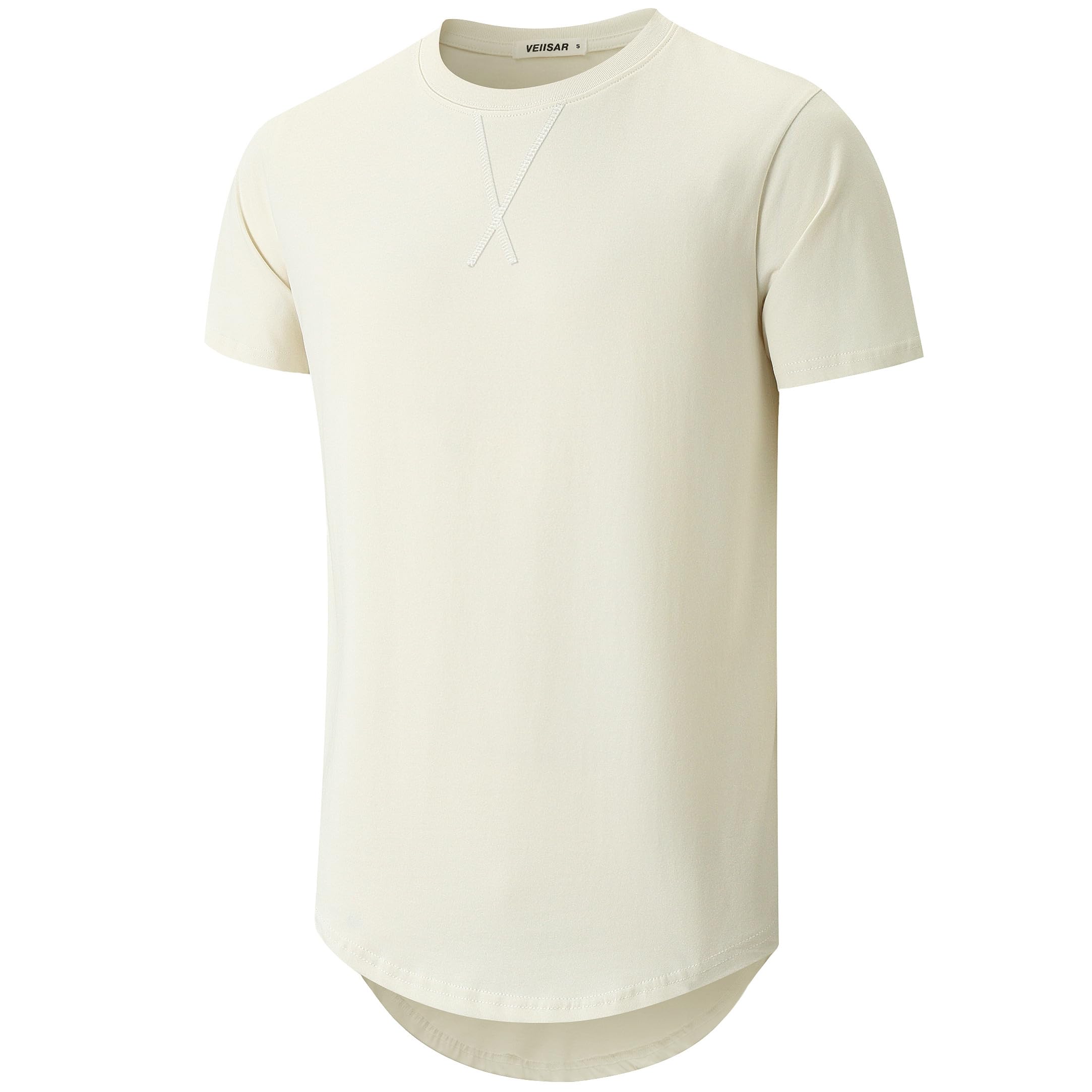 VEIISAR Herren Dickes Rundhalsmantel T-Shirt mit Herren 100 Baumwolle Heavy Duty Preshrunk Longline Shirt