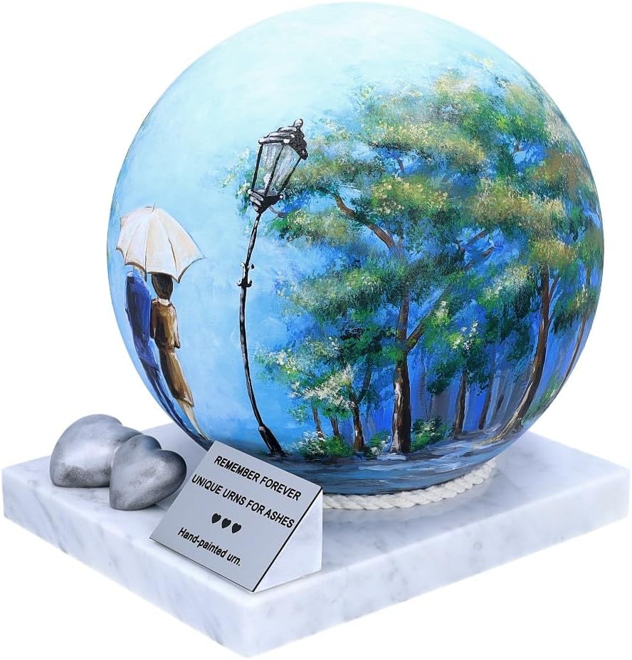 Remember Forever Urn for Parents, Companion urn for Ashes, urn for Two, Decorative Cremation urn (Design 1)
