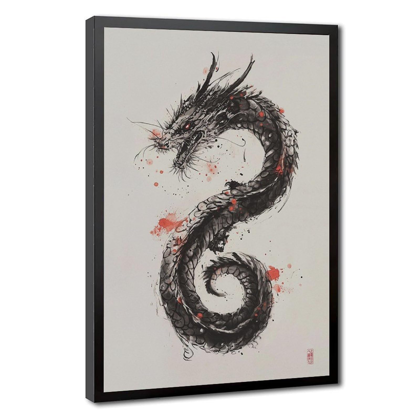 Bareronor Japanese Dragon Poster Canvas Poster Bedroom Decor Landscape Office Room Decor Gift 24" L X 36" W
