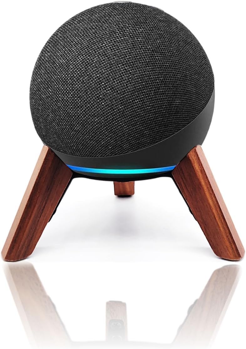 Real Wood Stand for Echo Dot (Newest Model),Desktop Tripod Accessories Protect Speaker for Better Sound,Secure Stable Wooden Mount Holder for Echo Dots (5th Gen/4th Gen),(Walnut)