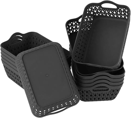 Miniatura 6 de Zerdyne 12-Pack Mini Plastic Storage Baskets Trays, Gray Tiny Storage Baskets