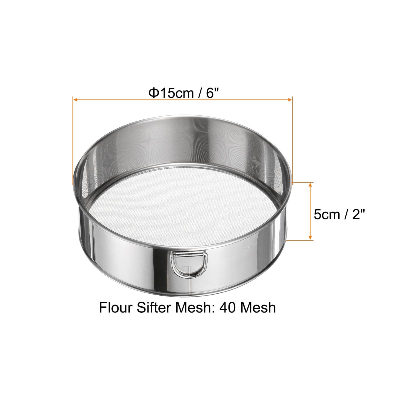 QUARKZMAN Setaccio per Farina in Acciaio Inox 304, 15Cm 40 Mesh Setaccio Rotondo Mini Setaccio A Maglia Fine per Cottura Torta Pane, Argento
