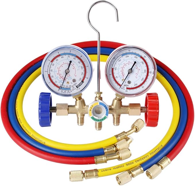 Pindex Kit de Manomètre pour Collecteur de Fluide Frigorigène avec