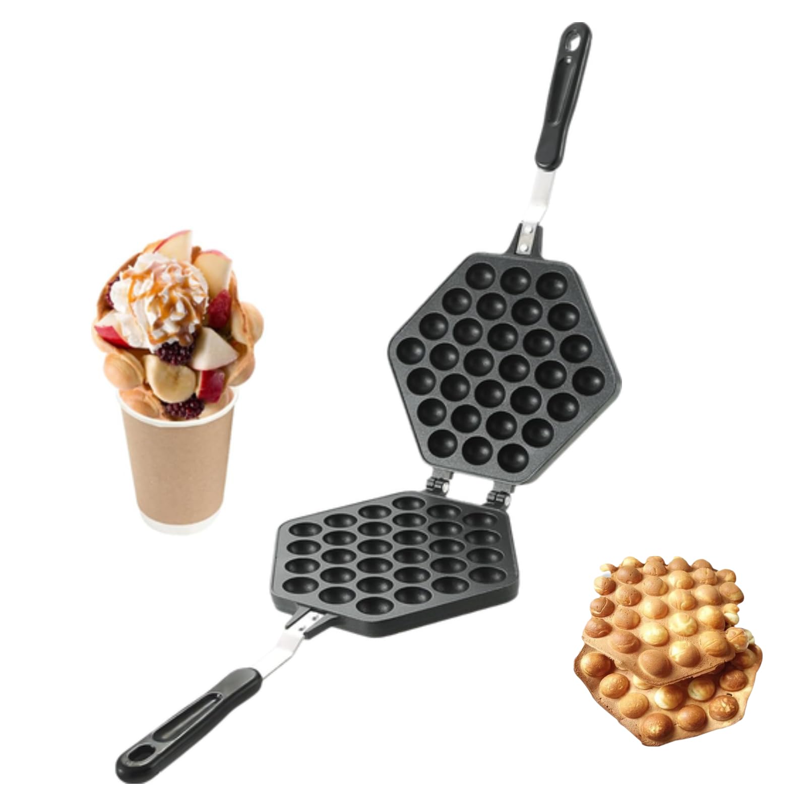 Poêle à gaufre à bulles, plateau de gaufrier aux œufs de style Hong Kong