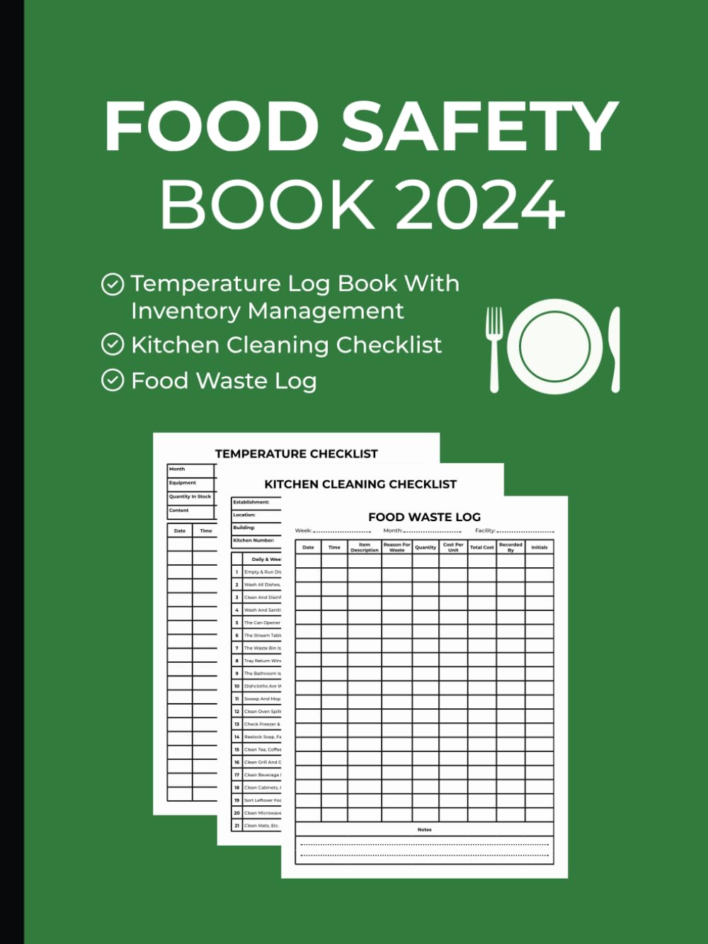 Amazon Food Safety Book 2024 Food Temperature Log Book With