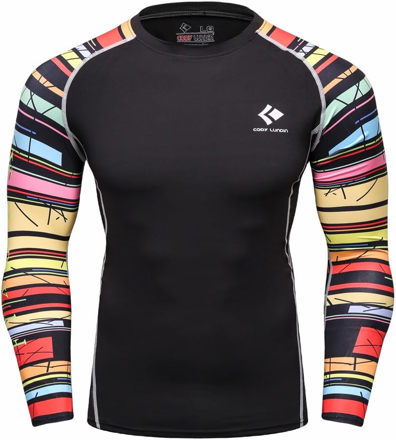 CT118 Tight Compression Shirt Top Base Layer Pattern Long Sleeve for Sports Fashion