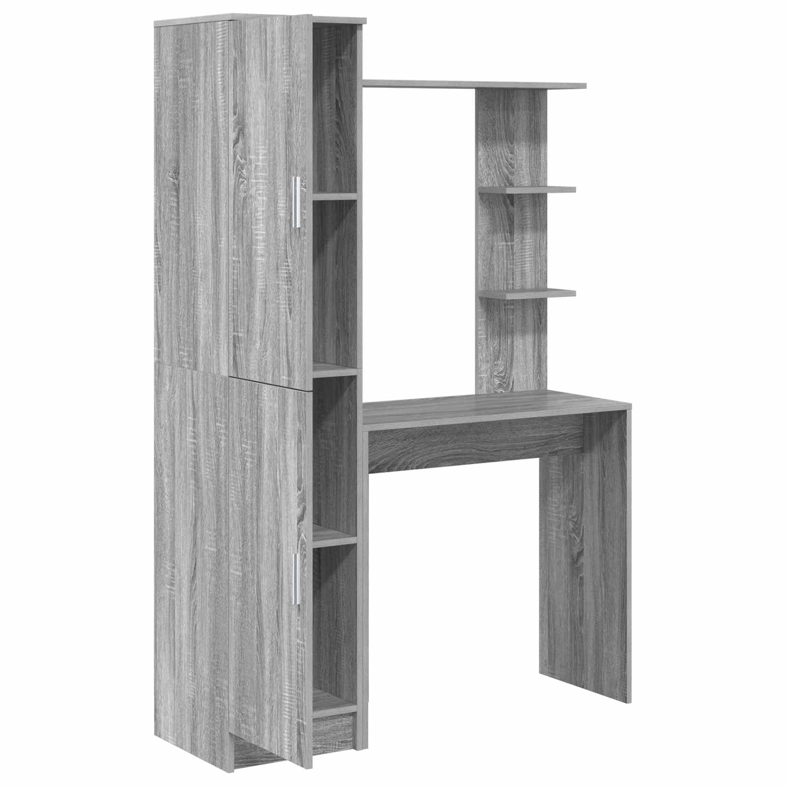 Set Scrivania e Cassettiera 2 Pz Grigio Sonoma Legno | Set arredo studio con ampia superficie di lavoro e scaffali integrati per organizzare libri e documenti in ufficio.